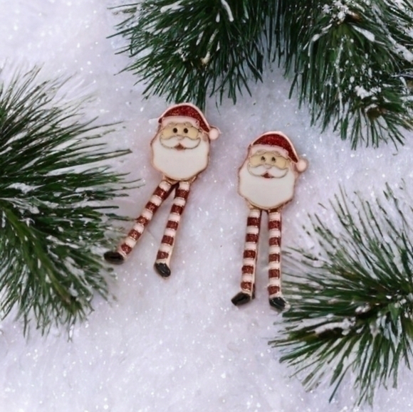 BETSEY JOHNSON LEGGY SANTA EARRINGS - Picture 1 of 2